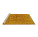 Sideview of Machine Washable Persian Yellow Traditional Rug, wshtr2049yw