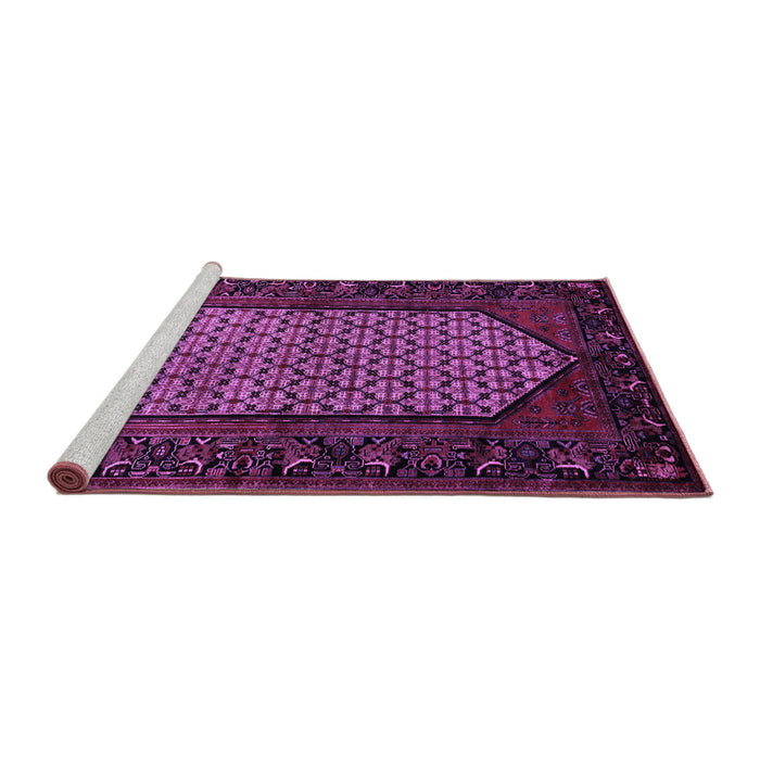 Sideview of Machine Washable Persian Purple Traditional Area Rugs, wshtr204pur