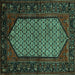 Square Machine Washable Persian Turquoise Traditional Area Rugs, wshtr204turq