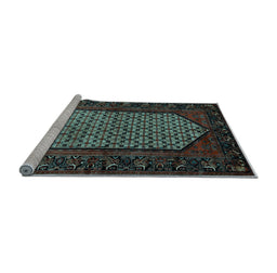 Sideview of Machine Washable Persian Light Blue Traditional Rug, wshtr204lblu