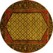Round Persian Yellow Traditional Rug, tr204yw