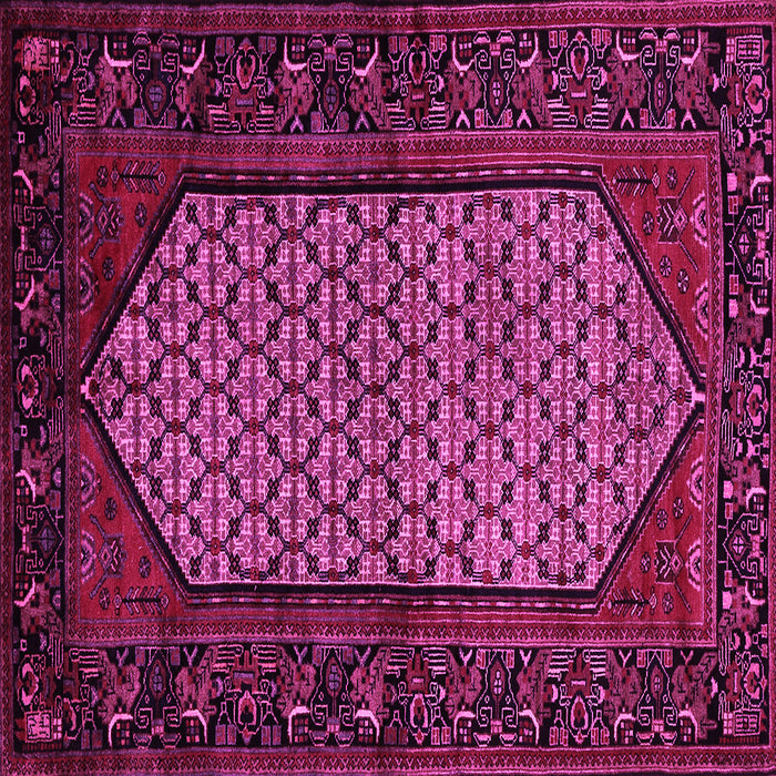 Square Machine Washable Persian Pink Traditional Rug, wshtr204pnk
