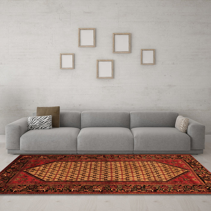 Machine Washable Persian Orange Traditional Area Rugs in a Living Room, wshtr204org