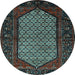 Round Machine Washable Persian Light Blue Traditional Rug, wshtr204lblu