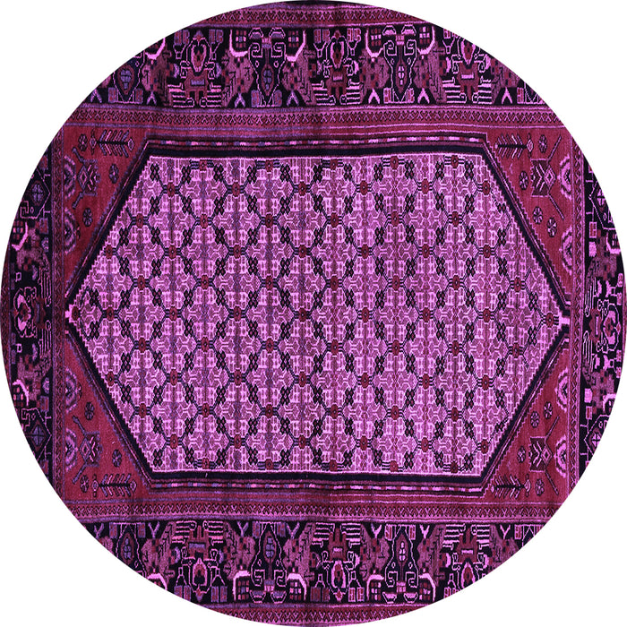Round Machine Washable Persian Purple Traditional Area Rugs, wshtr204pur
