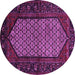 Round Machine Washable Persian Purple Traditional Area Rugs, wshtr204pur