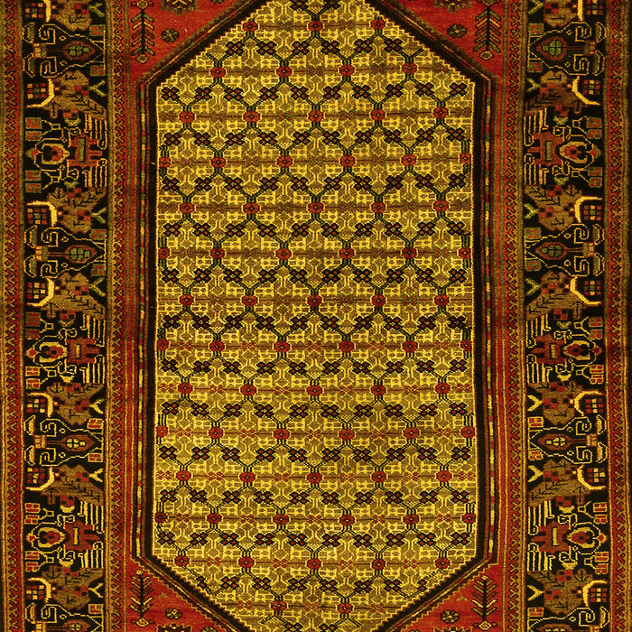 Machine Washable Persian Yellow Traditional Rug, wshtr204yw