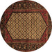Round Persian Brown Traditional Rug, tr204brn