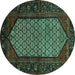 Round Persian Turquoise Traditional Rug, tr204turq