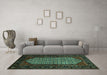 Machine Washable Persian Turquoise Traditional Area Rugs in a Living Room,, wshtr204turq