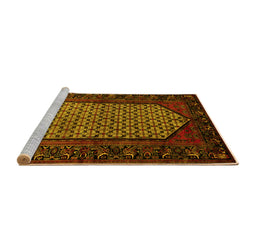Sideview of Machine Washable Persian Yellow Traditional Rug, wshtr204yw