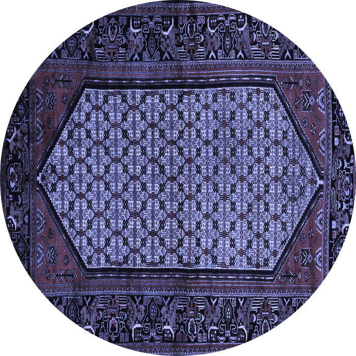 Round Persian Blue Traditional Rug, tr204blu