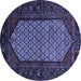 Round Persian Blue Traditional Rug, tr204blu