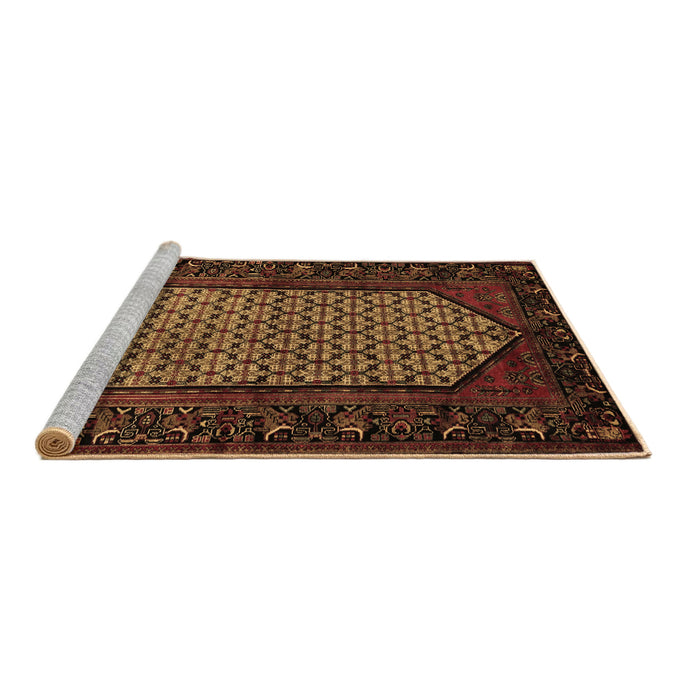 Sideview of Machine Washable Persian Brown Traditional Rug, wshtr204brn