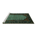 Sideview of Machine Washable Persian Turquoise Traditional Area Rugs, wshtr204turq