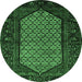 Round Persian Emerald Green Traditional Rug, tr204emgrn