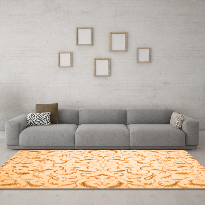 Machine Washable Persian Orange Traditional Area Rugs in a Living Room, wshtr2050org