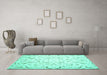 Machine Washable Persian Turquoise Traditional Area Rugs in a Living Room,, wshtr2050turq