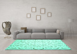 Machine Washable Persian Turquoise Traditional Area Rugs in a Living Room,, wshtr2050turq
