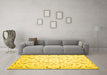 Machine Washable Persian Yellow Traditional Rug in a Living Room, wshtr2050yw