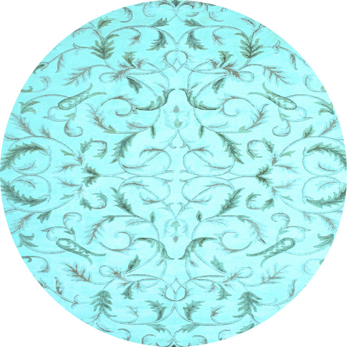 Round Machine Washable Persian Light Blue Traditional Rug, wshtr2050lblu