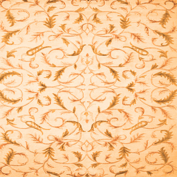 Round Machine Washable Persian Orange Traditional Area Rugs, wshtr2050org