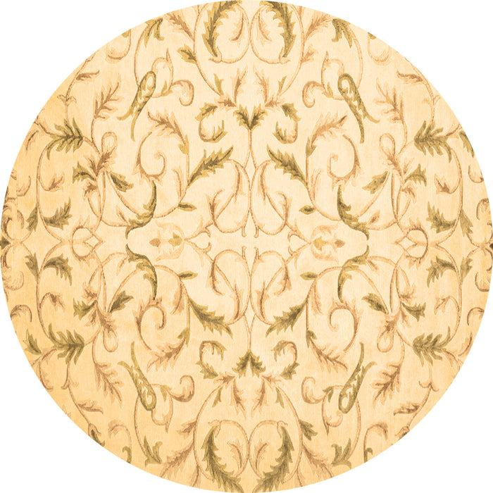 Round Machine Washable Persian Brown Traditional Rug, wshtr2050brn