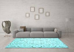 Machine Washable Persian Light Blue Traditional Rug in a Living Room, wshtr2050lblu