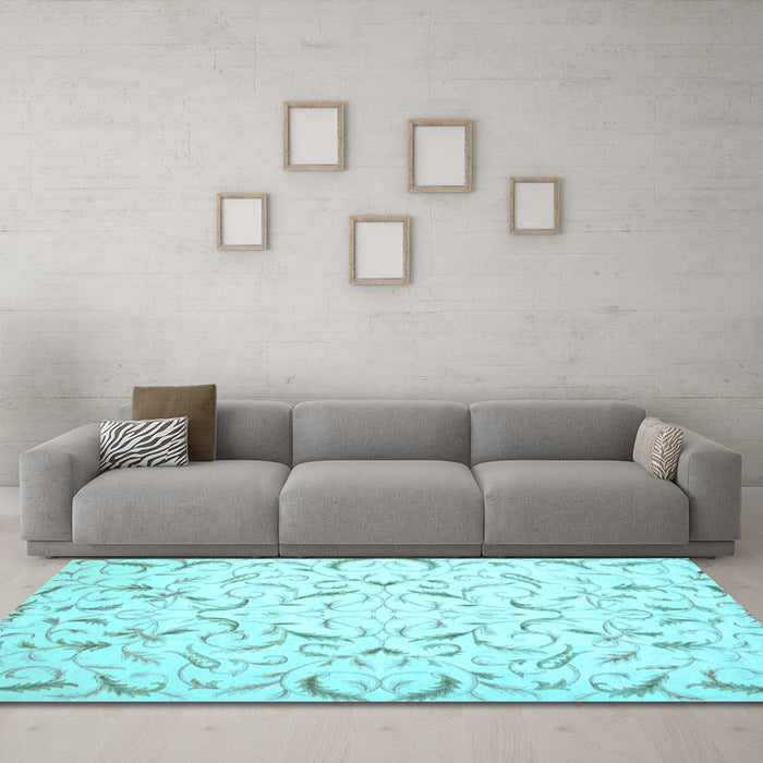 Machine Washable Persian Light Blue Traditional Rug in a Living Room, wshtr2050lblu