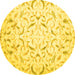 Round Persian Yellow Traditional Rug, tr2050yw