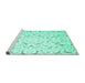 Sideview of Machine Washable Persian Turquoise Traditional Area Rugs, wshtr2050turq