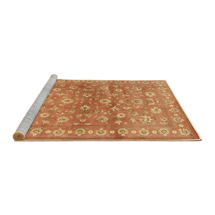 Sideview of Machine Washable Traditional Orange Rug, wshtr2051