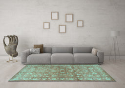Machine Washable Persian Light Blue Traditional Rug in a Living Room, wshtr2051lblu