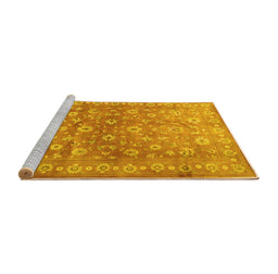 Sideview of Machine Washable Persian Yellow Traditional Rug, wshtr2051yw