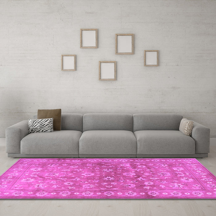 Machine Washable Persian Purple Traditional Area Rugs in a Living Room, wshtr2051pur