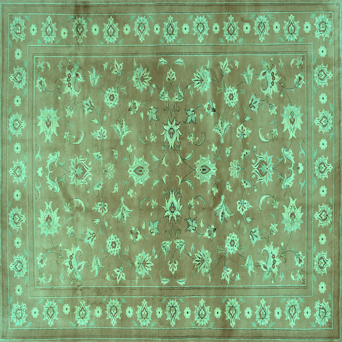 Square Machine Washable Persian Turquoise Traditional Area Rugs, wshtr2051turq