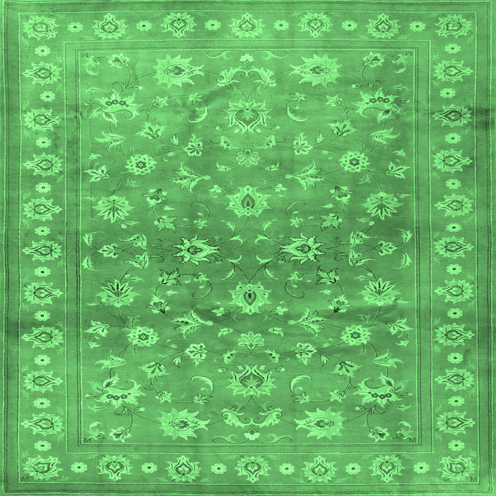 Square Machine Washable Persian Emerald Green Traditional Area Rugs, wshtr2051emgrn