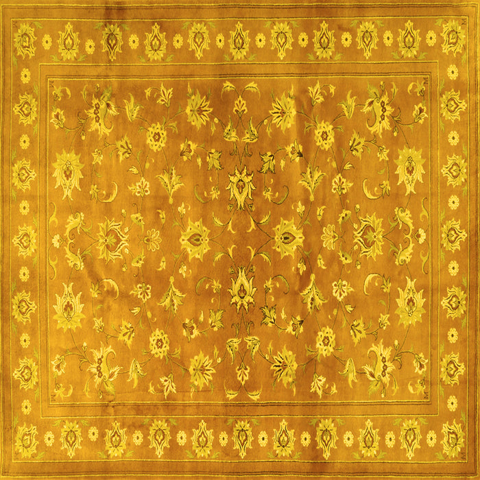 Square Machine Washable Persian Yellow Traditional Rug, wshtr2051yw