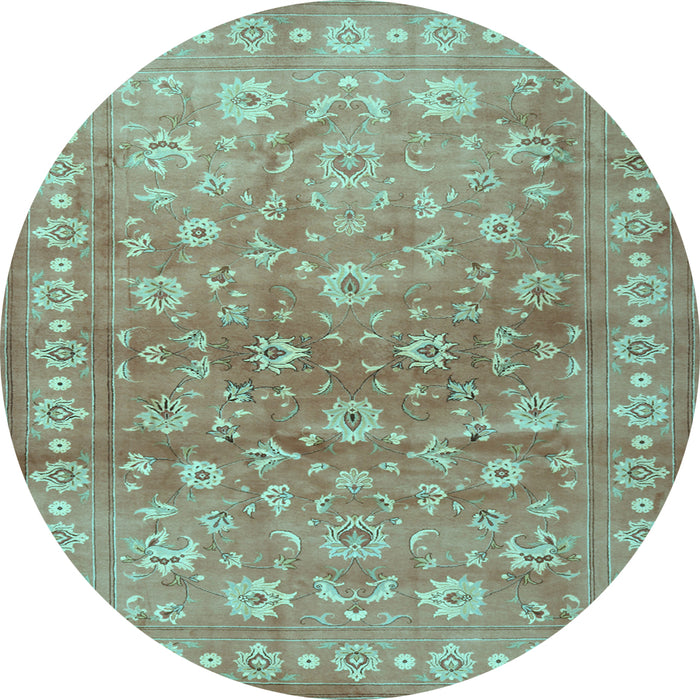 Round Machine Washable Persian Light Blue Traditional Rug, wshtr2051lblu