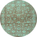 Round Machine Washable Persian Light Blue Traditional Rug, wshtr2051lblu