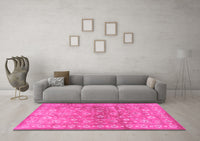 Machine Washable Persian Pink Traditional Rug, wshtr2051pnk