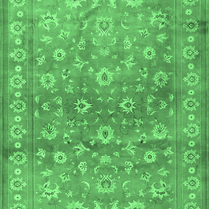 Machine Washable Persian Emerald Green Traditional Area Rugs, wshtr2051emgrn