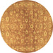 Round Persian Brown Traditional Rug, tr2051brn