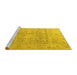 Sideview of Machine Washable Persian Yellow Traditional Rug, wshtr2052yw