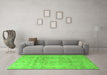 Machine Washable Persian Green Traditional Area Rugs in a Living Room,, wshtr2052grn