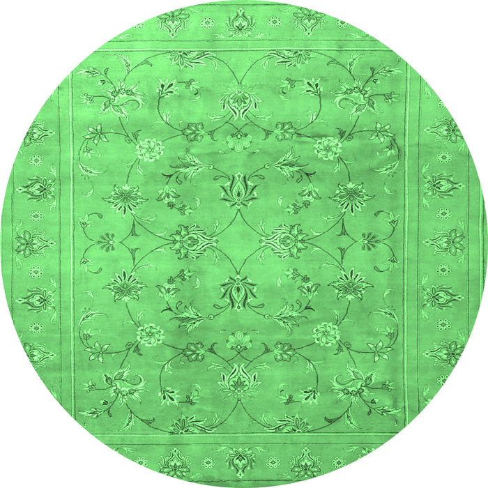 Round Persian Emerald Green Traditional Rug, tr2052emgrn