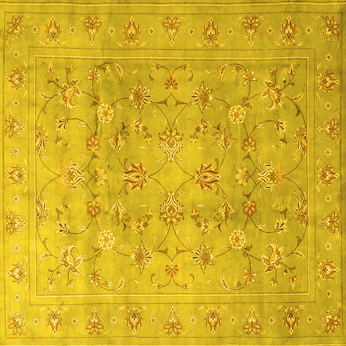Square Machine Washable Persian Yellow Traditional Rug, wshtr2052yw