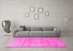 Machine Washable Persian Pink Traditional Rug in a Living Room, wshtr2052pnk