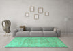 Machine Washable Persian Turquoise Traditional Area Rugs in a Living Room,, wshtr2052turq