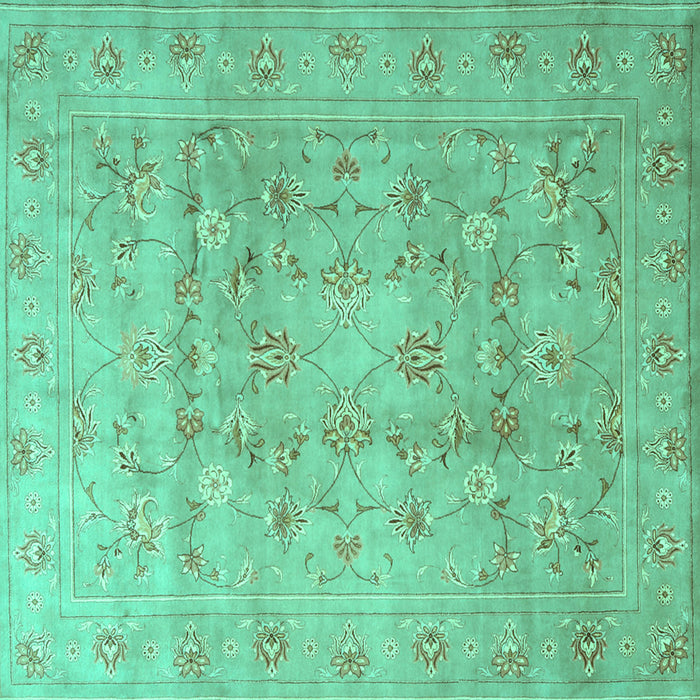 Square Machine Washable Persian Turquoise Traditional Area Rugs, wshtr2052turq